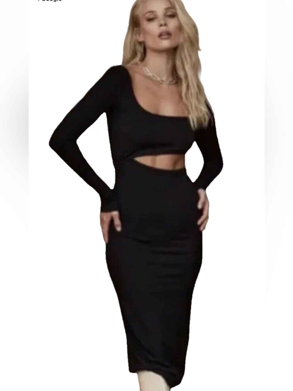 12th Tribe Fired Up Black Ribbed Cutout Maxi Dress Small $125